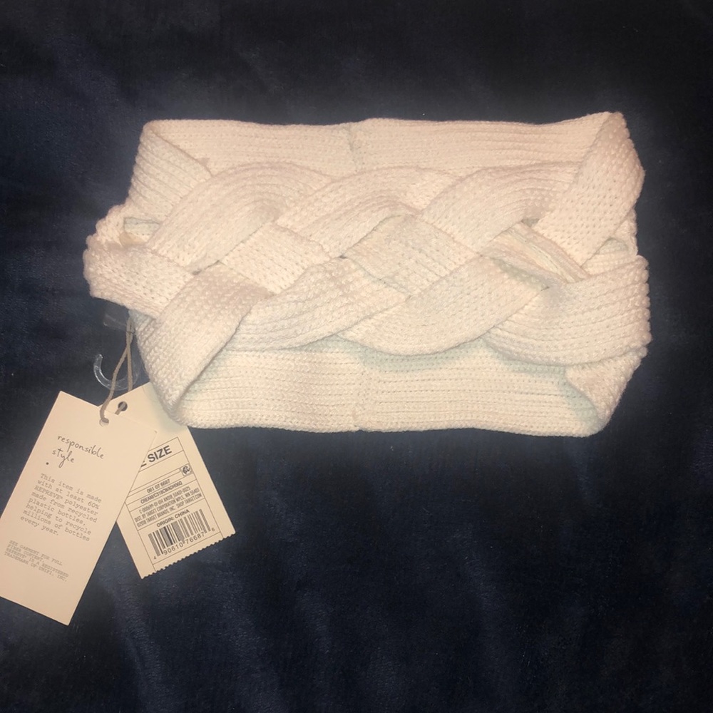White Winter Ear Warmer Headband